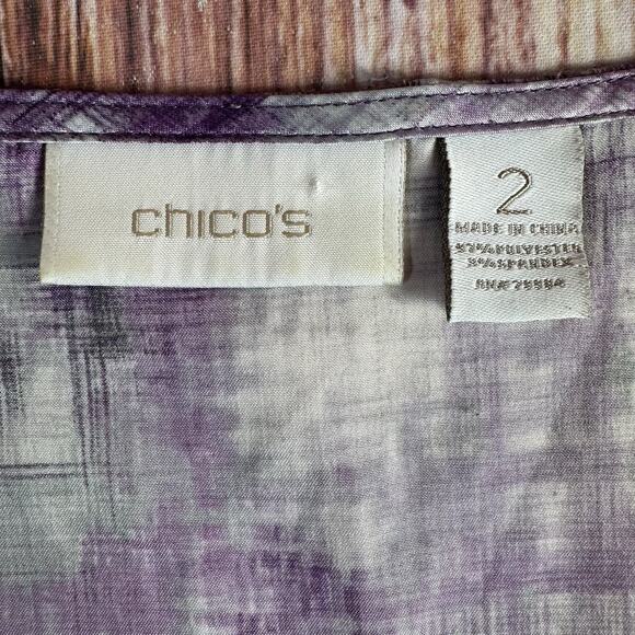 Chico's Sz 2 US 12 Large Purple Gray Scoop Neck Sleeveless Tank Top Shirt Blouse - Picture 8 of 9